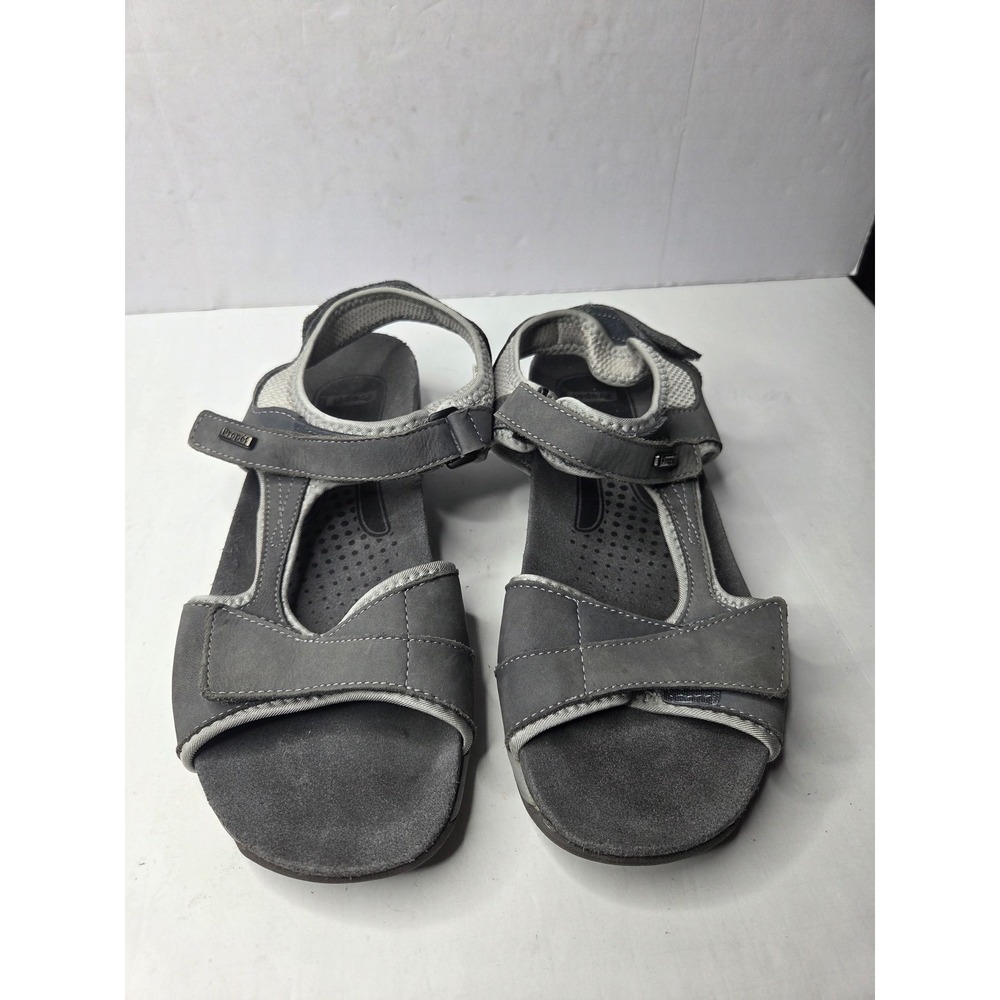 Propet‎ W0605 Womens Grey Leather Adjustable Walking Sandals Size 11 M(B)